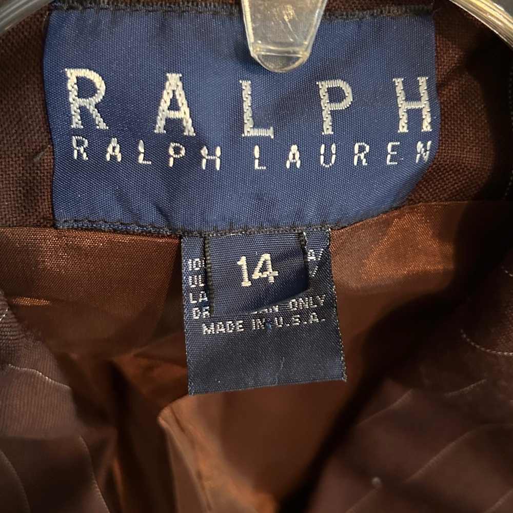 RALPH Ralph Lauren chocolate brown pinstripe double breasted blazer - Picture 4 of 5